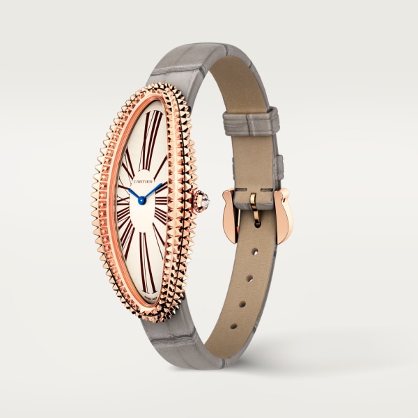 Baignoire Allongée watch Medium model, hand-wound mechanical movement, rose gold