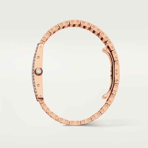 Tank Américaine watch Small model, quartz movement, rose gold, diamonds