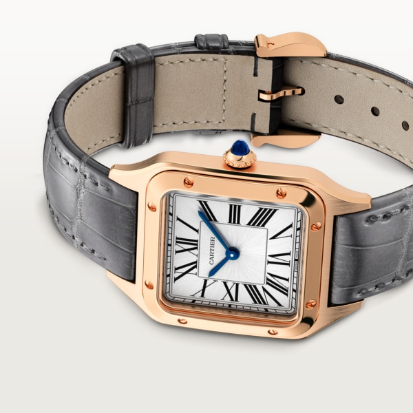 Santos-Dumont watch Small model, quartz movement, rose gold, leather