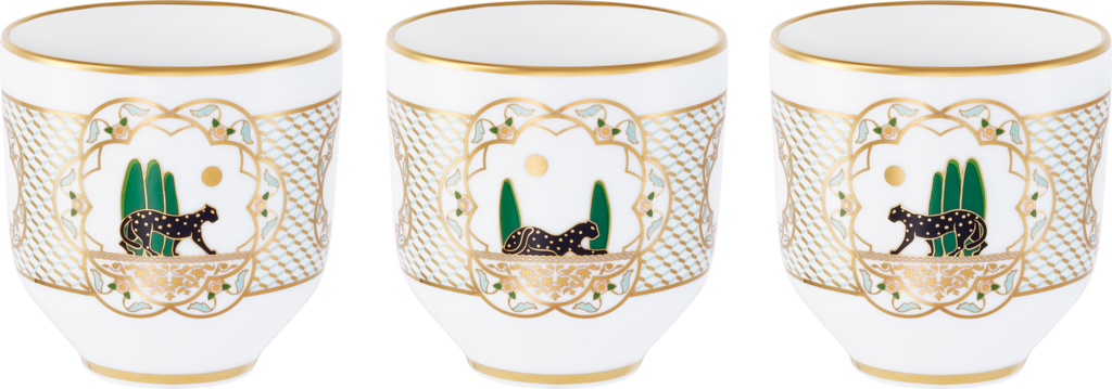 Set of three Panthère de Cartier cupsPorcelain