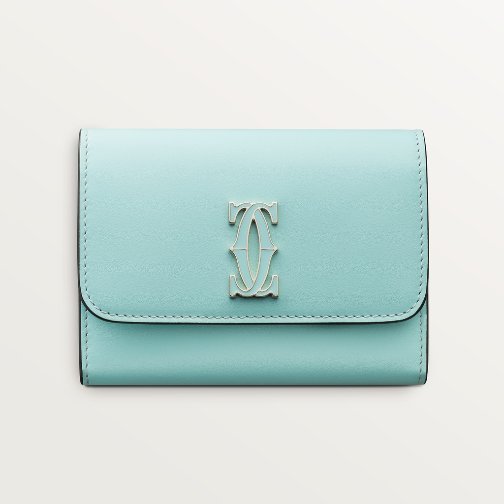 Mini wallet, C de CartierMint calfskin, golden and mint enamel-finish