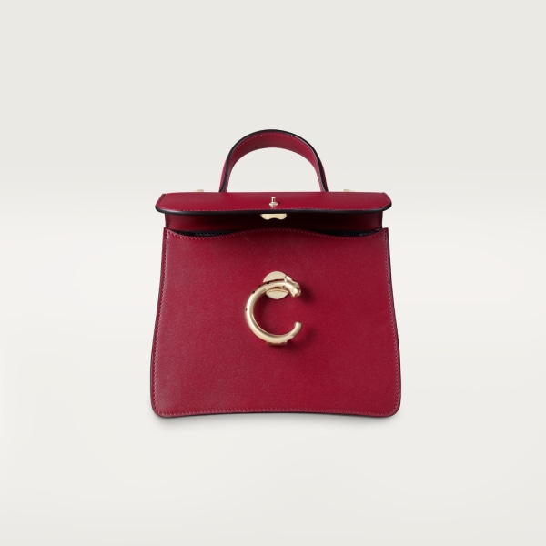 Panthère de Cartier mini top handle Cherry red calfskin, golden finish