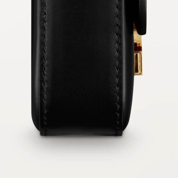 Mini model chain bag, C de Cartier Black calfskin, gold and black enamel finish