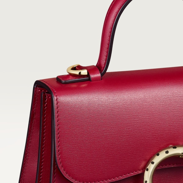 Panthère de Cartier mini top handle Cherry red calfskin, golden finish