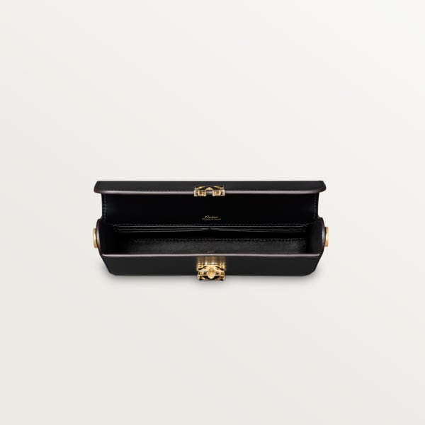 Mini model chain bag, C de Cartier Black calfskin, gold and black enamel finish