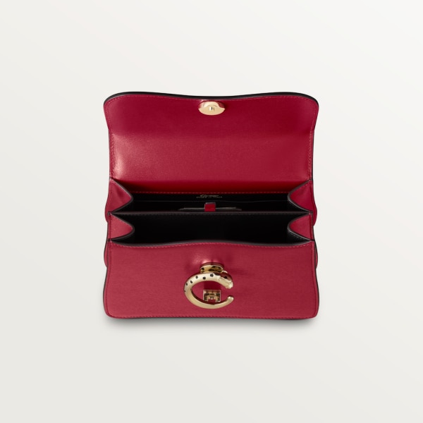 Panthère de Cartier mini top handle Cherry red calfskin, golden finish