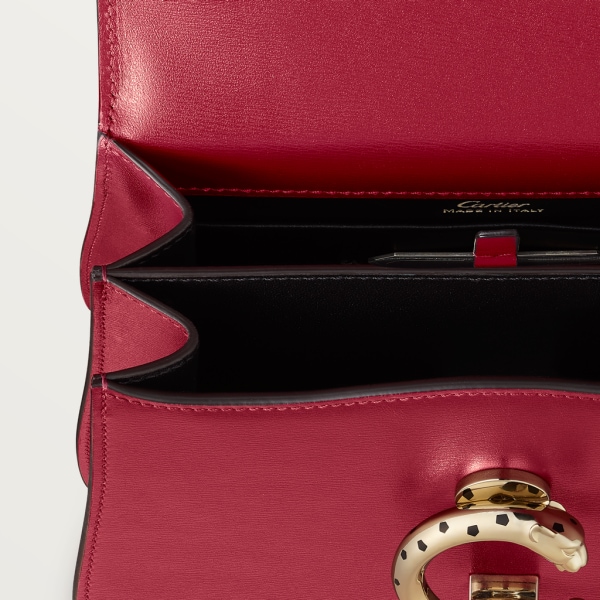 Panthère de Cartier mini top handle Cherry red calfskin, golden finish