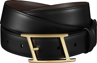 Tank Asymétrique de Cartier belt Black cowhide, gold-finish asymmetric buckle