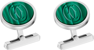 Cufflinks Sterling silver, malachite, palladium finish