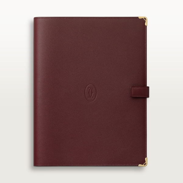 Must de Cartier LM notebook cover Burgundy calfskin, golden finish