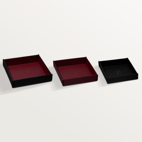 Set of 3 Must de Cartier trinket trays Black and burgundy calfskin