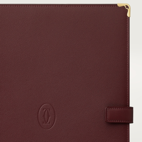 Must de Cartier LM notebook cover Burgundy calfskin, golden finish