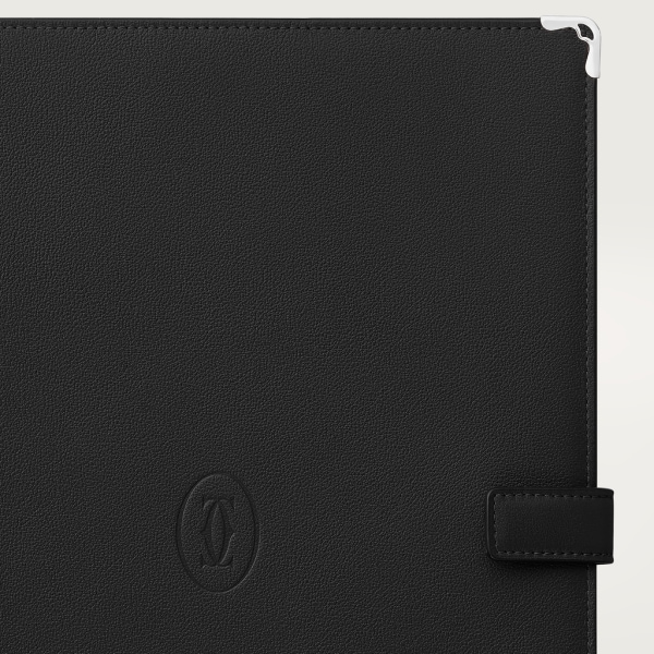 Must de Cartier LM notebook cover Black calfskin, palladium 950/1000 finish