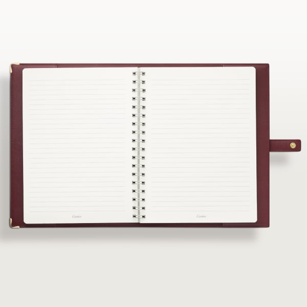 Must de Cartier LM notebook cover Burgundy calfskin, golden finish