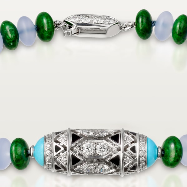 High Jewellery bracelet White gold, chalcedony, skarn, turquoise, black lacquer, emerald cabochons, diamonds