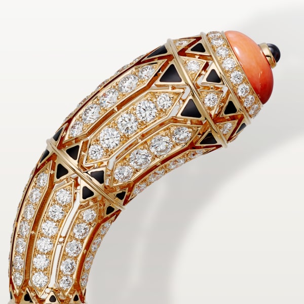 High Jewellery bracelet Rose gold, coral, onyx, black lacquer, diamonds