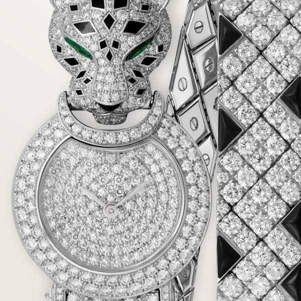 La Panthère de Cartier watch 23.6 mm, rhodium-finished white gold, diamonds