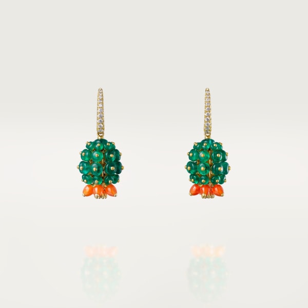 Cactus de Cartier earrings Yellow gold, emeralds, carnelians, diamonds