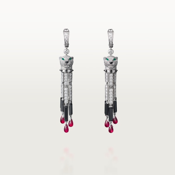 Panthère de Cartier earrings White gold, ruby, emeralds, onyx, diamonds