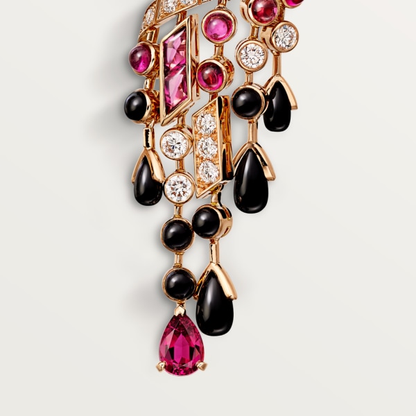 Panthère de Cartier earrings Rose gold, emerald, onyx, rubellite, diamonds