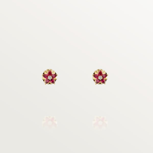 Cactus de Cartier earrings Yellow gold, emeralds, rubies, diamonds