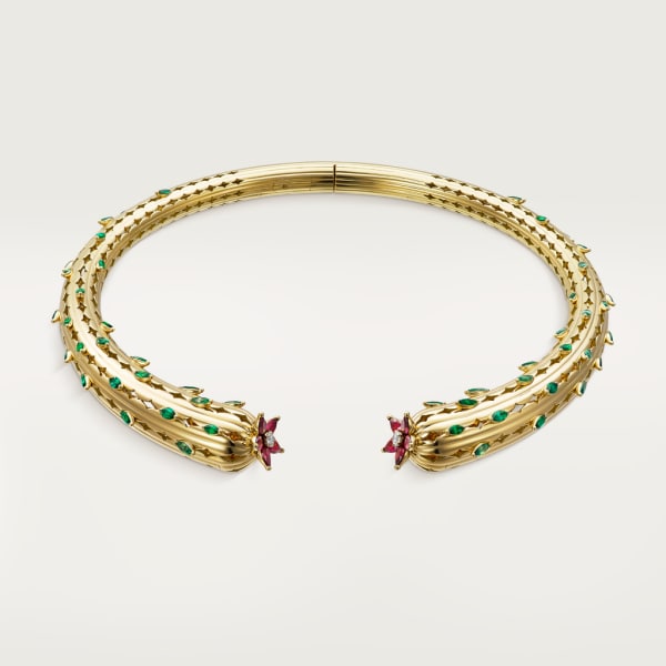 Cactus de Cartier necklace Yellow gold, emeralds, rubies, diamonds