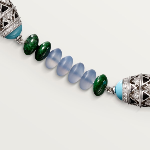 High Jewellery necklace White gold, chalcedony, skarn, turquoise, black lacquer, diamonds