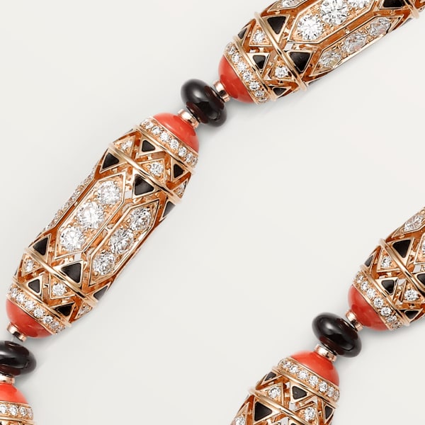 High Jewellery necklace Rose gold, coral, onyx, black lacquer, diamonds