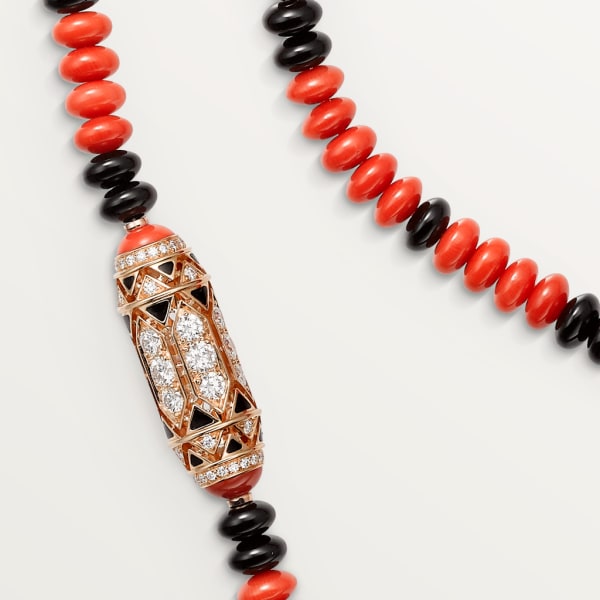 High Jewellery necklace Rose gold, coral, onyx, black lacquer, diamonds