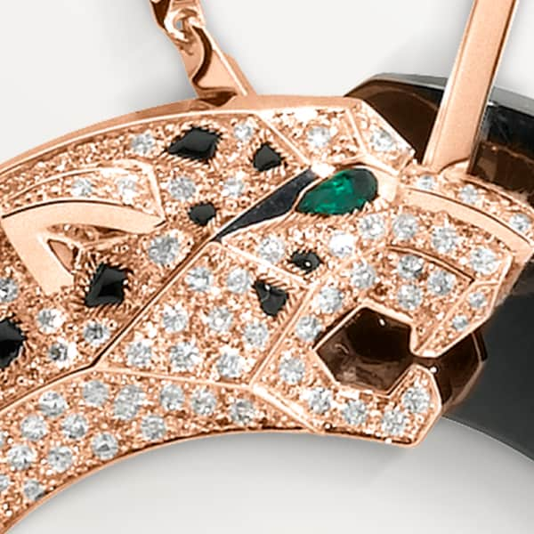 Panthère de Cartier necklace Rose gold, ceramic, emerald, onyx, diamonds