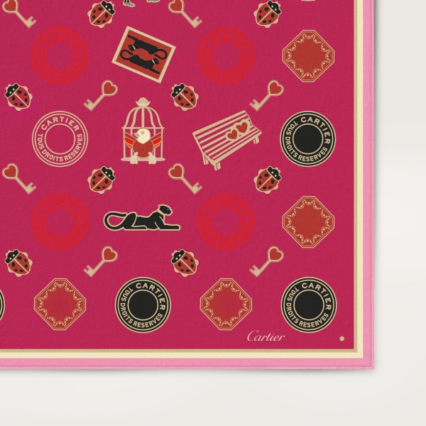 Diabolo de Cartier square 90 Fuchsia silk twill