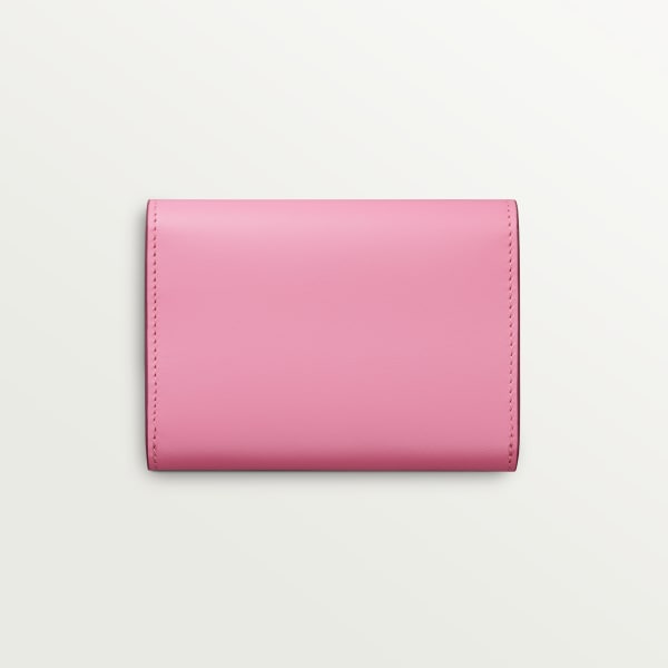 Mini wallet, C de Cartier Two-tone pink/pale pink calfskin, palladium and pale pink enamel finish