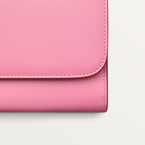 International wallet with flap, C de Cartier Two-tone pink/pale pink calfskin, palladium and pale pink enamel finish