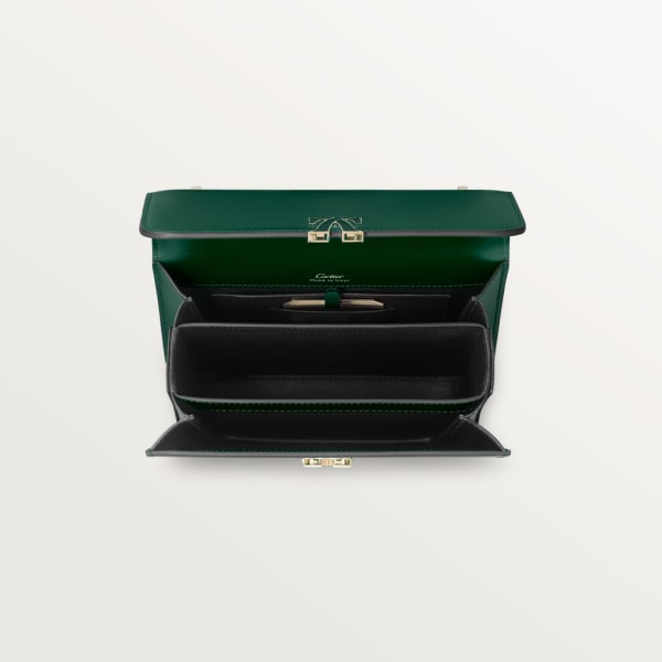 Mini shoulder bag, C de Cartier Dark green calfskin, gold and dark green enamel finish