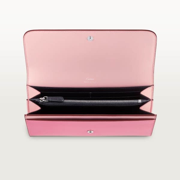 International wallet with flap, C de Cartier Two-tone pink/pale pink calfskin, palladium and pale pink enamel finish