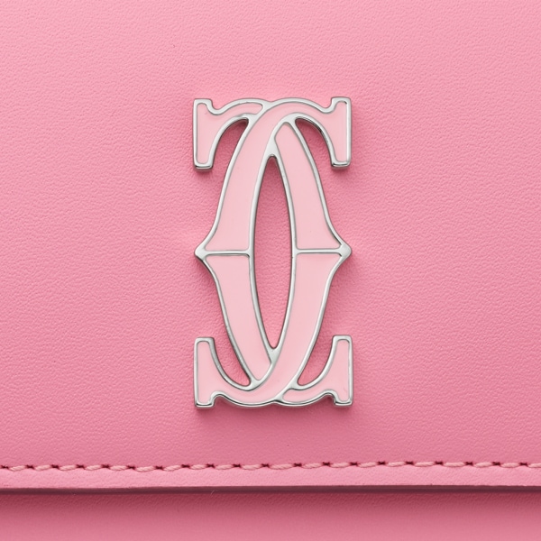 Mini wallet, C de Cartier Two-tone pink/pale pink calfskin, palladium and pale pink enamel finish