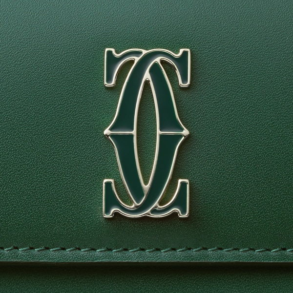 Mini wallet, C de Cartier Dark green calfskin, gold and dark green enamel finish