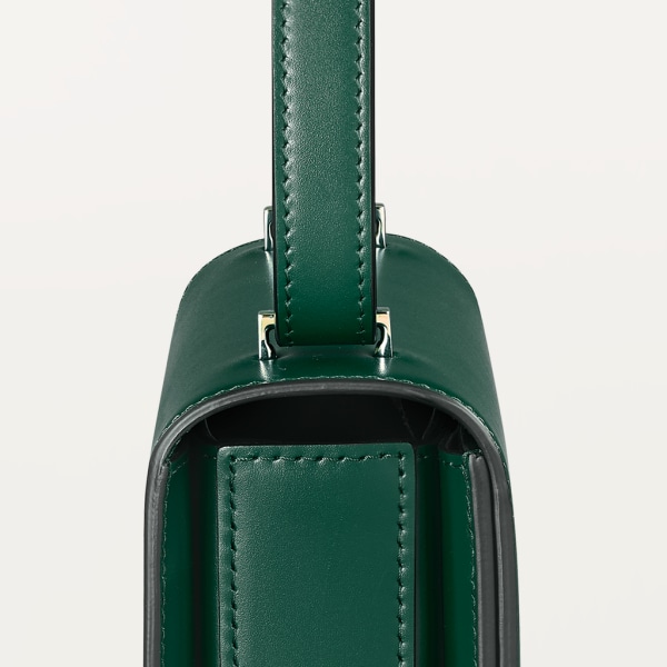 Mini shoulder bag, C de Cartier Dark green calfskin, gold and dark green enamel finish