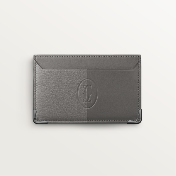 Must de Cartier simple card holder Smooth and grained ash grey cowhide, ruthenium finish