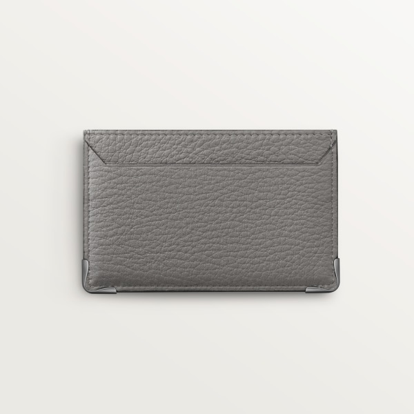 Must de Cartier simple card holder Smooth and grained ash grey cowhide, ruthenium finish