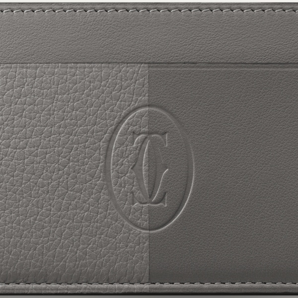 Must de Cartier simple card holder Smooth and grained ash grey cowhide, ruthenium finish