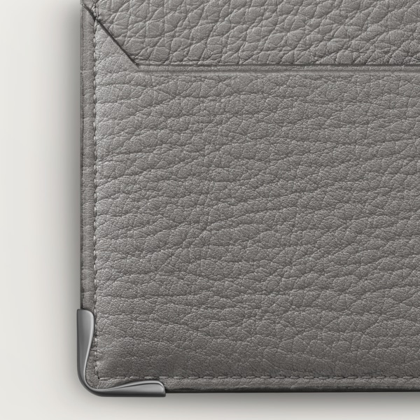 Must de Cartier simple card holder Smooth and grained ash grey cowhide, ruthenium finish