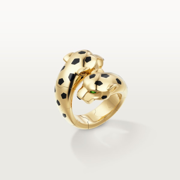 Panthère de Cartier ring Yellow gold, onyx, lacquer, tsavorite garnets