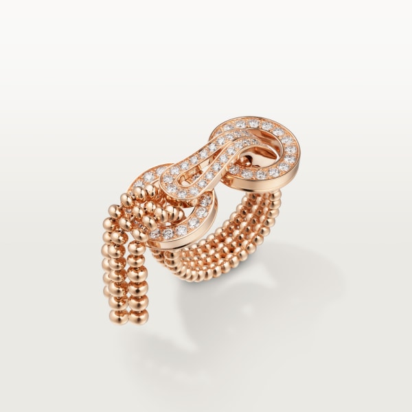 Agrafe ring Rose gold, diamonds