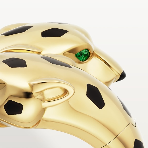 Panthère de Cartier ring Yellow gold, onyx, lacquer, tsavorite garnets