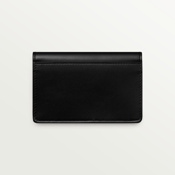 Multi-card holder with flap, C de Cartier Black calfskin, gold and black enamel finish