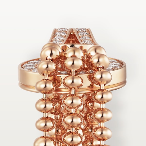 Agrafe ring Rose gold, diamonds