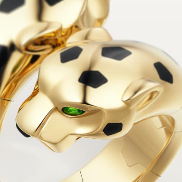 Panthère de Cartier ring Yellow gold, onyx, lacquer, tsavorite garnets