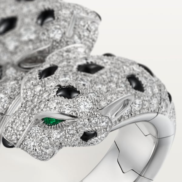 Panthère de Cartier ring White gold, emeralds, onyx, diamonds