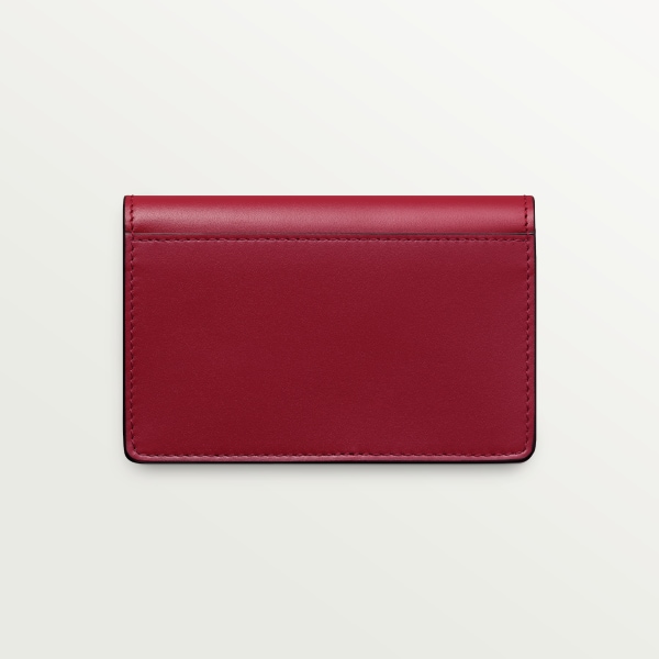 Multi-card holder with flap, C de Cartier Cherry red calfskin, golden finish and cherry red enamel